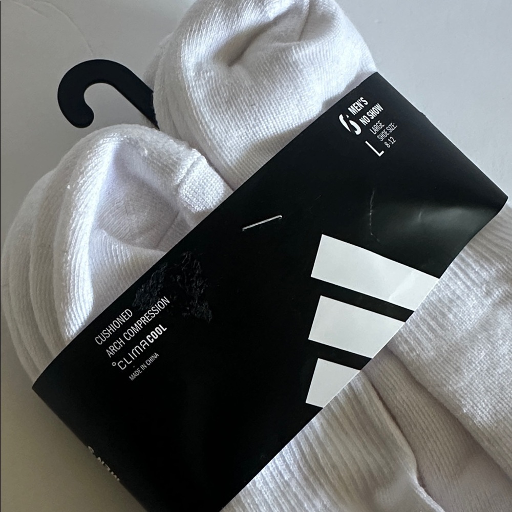 adidas Men's White Athletic no show Socks - 5 pairs - Picture 2 of 5